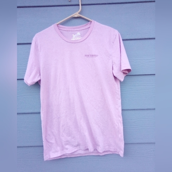 Women's Pink Be a Nice Human Cow T Shirt Size Medium M Farm to Market Cattle - Picture 3 of 3